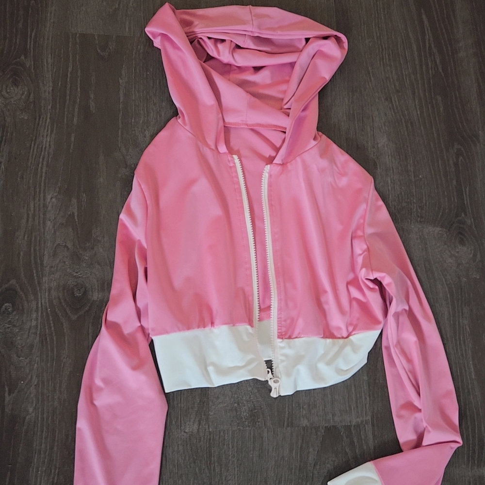 New Never Used SHEIN Pink and White Bomber Jacket